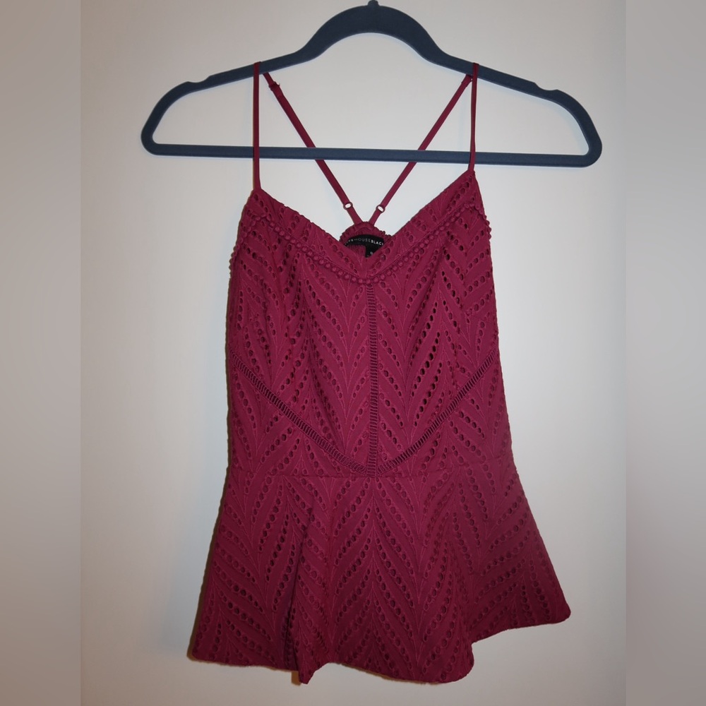 White House Black Market Burgundy Lace Tank Top